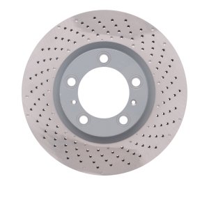 Porsche 718 Cayman Brake Rotor (1) - Right Front - R1 Concepts - Drilled Carbon Alloy GeoMET - `09-`23